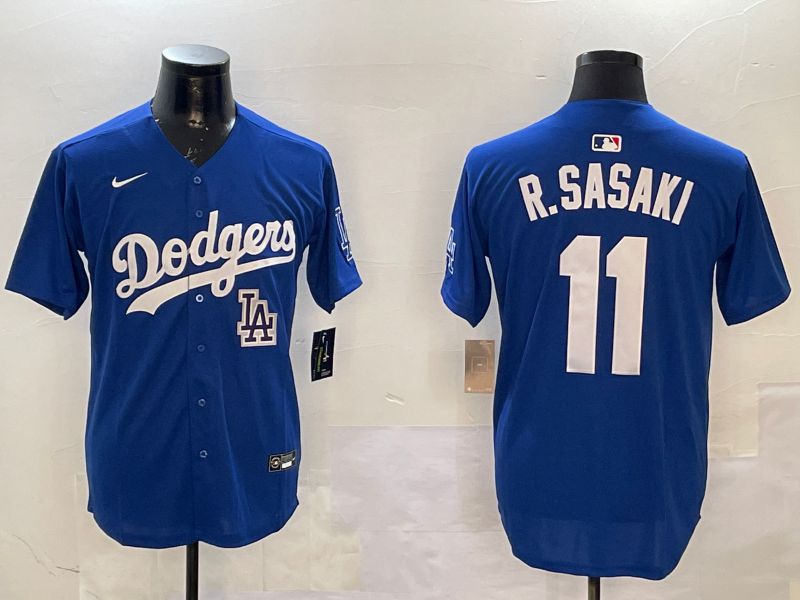 Men Los Angeles Dodgers #11 R.Sasaki Blue Fashion Game 2025 Nike MLB Jersey style 1